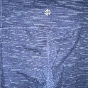 Athleta Navy Heathered Leggings with Reflective Logo